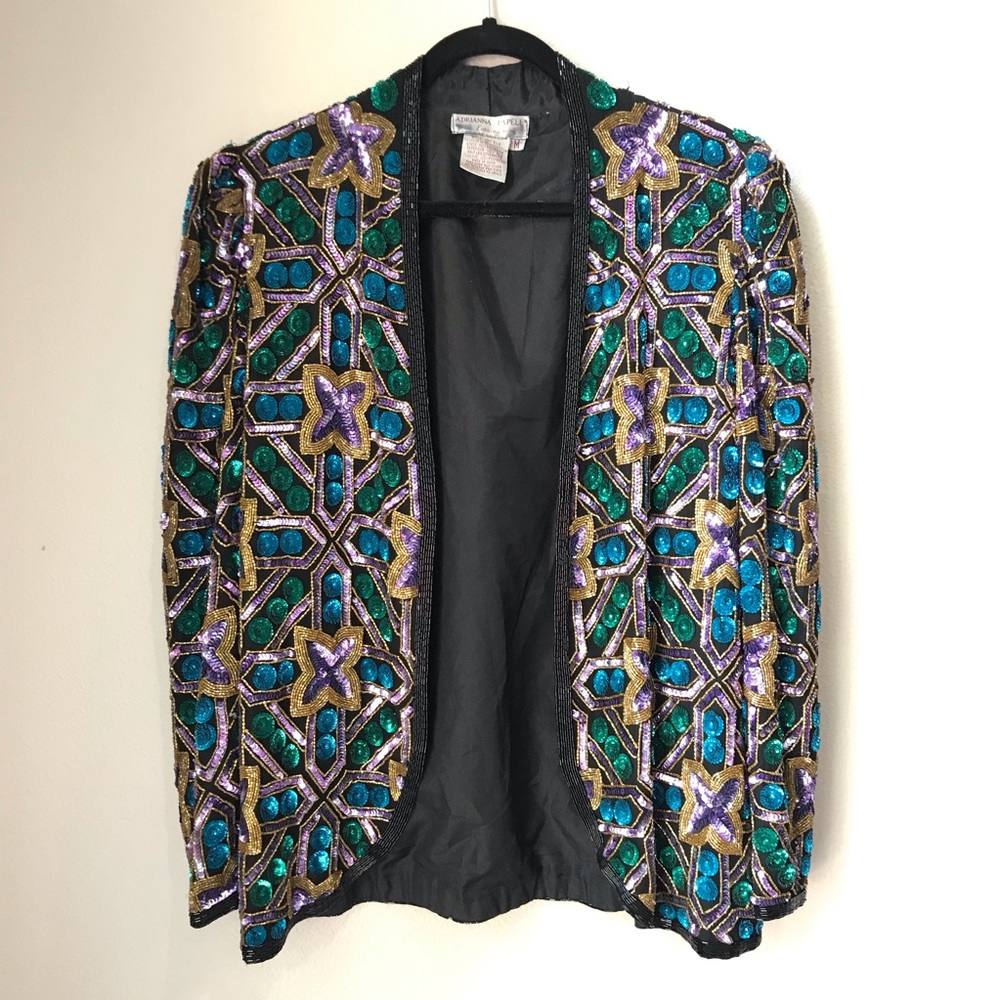Vintage Adriana Papell Sequin Jacket | M